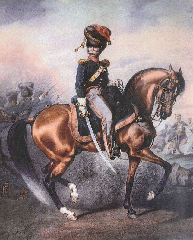 Colonel Berek Joselewicz wearing of Duchy of Warsaw mounted riflemens uniforms.